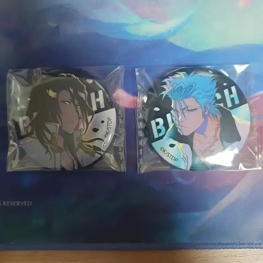 [BUNJANG] Bleach Byakuya &amp; Grimmjow Can Badges Set (2 Pieces) / 블리치 캔뱃지 뱌쿠야, 그림죠 2개 세트