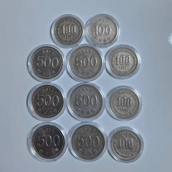 [BUNJANG] 1982, 2014, 1971, 1977, 1985 Korean Coin Bundle Set / 준특년도 1982년 2014년 500원 주화 100원 주화