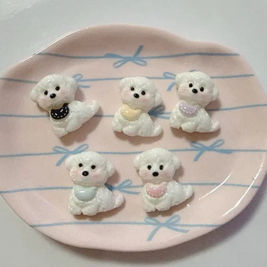 [BUNJANG] Mini Bichon Dog Nail Charms Bundle Set / 미니 비숑 네일파츠 강아지 일괄