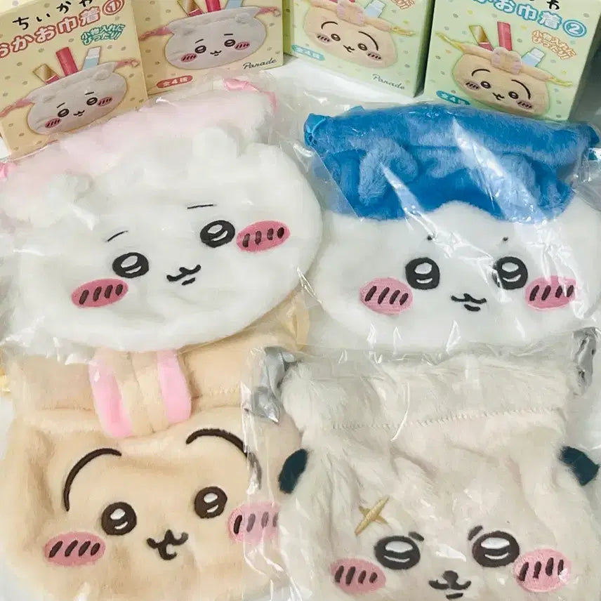 [BUNJANG] Chiikawa Lucky Draw Pouch Set / 4종세트) 치이카와 얼굴 복주머니 파우치 치이카와 하치와레 우사기 랏코