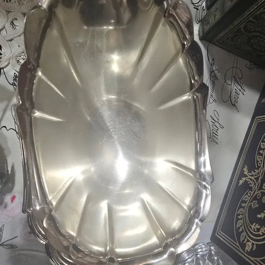 [BUNJANG] Vintage Silver Plated Gravy Boat with Tray / 빈티지 실버 플레이트 그레이보트 소스보트