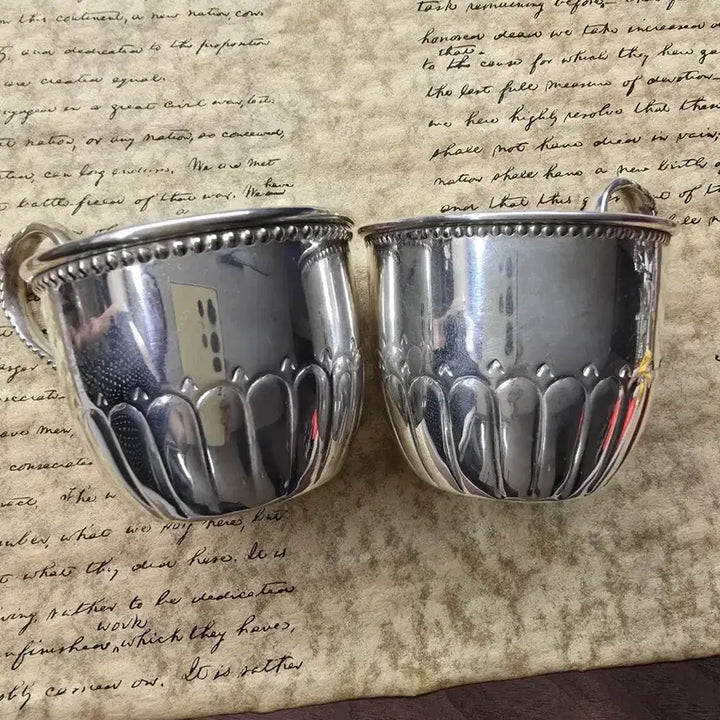 [BUNJANG] Vintage Souvenir Plate Cup with Handles / 빈티지 실플 플레이트 컵