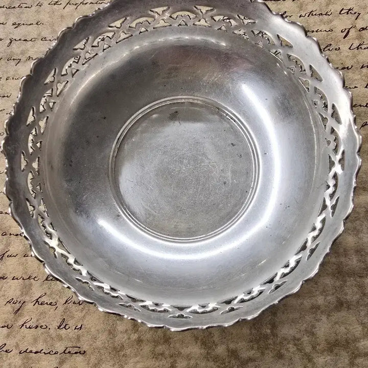 [BUNJANG] Vintage Silver Plated Bowl with Lace Design / 빈티지 실버 플레이트 볼