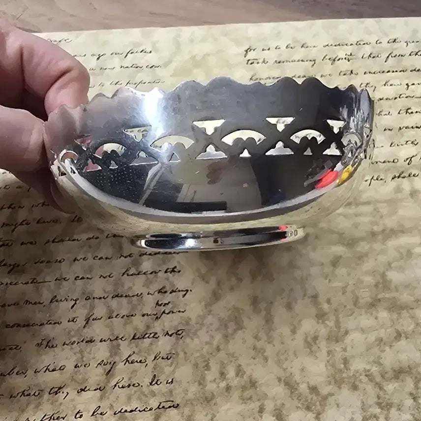[BUNJANG] Vintage Silver Plated Bowl with Lace Design / 빈티지 실버 플레이트 볼