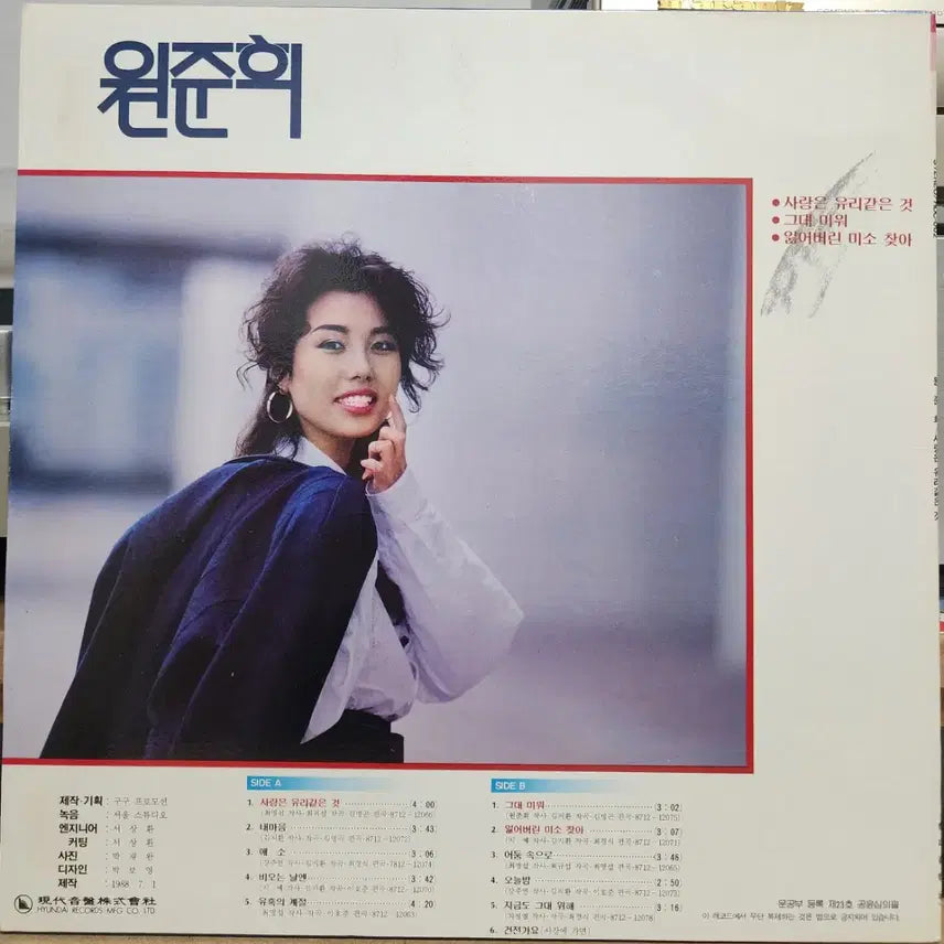 [BUNJANG] Won Jun Hee Best Album LP / 가요) 원준희 LP