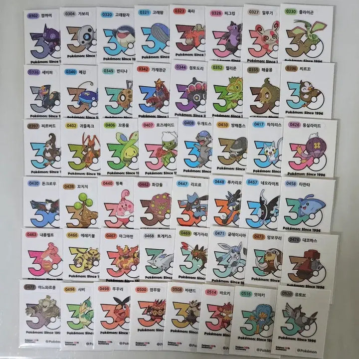 [BUNJANG] Pokemon 30th Anniversary 1013 Logo Stickers / 포켓몬 30주년 1013종 로고띠부씰 판매합니다