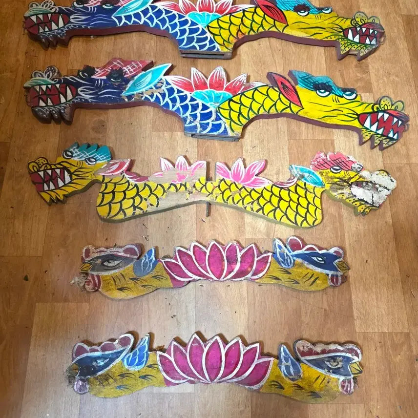 [BUNJANG] Traditional Korean Sangye (Procession Hearse) Dragon Head Ornaments (Set of 5) / 옛날상여 용머리.5개..토종민속품