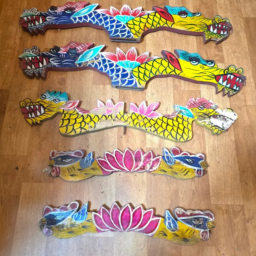 [BUNJANG] Traditional Korean Sangye (Procession Hearse) Dragon Head Ornaments (Set of 5) / 옛날상여 용머리.5개..토종민속품
