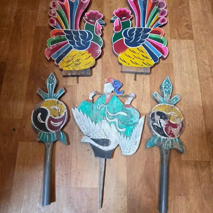 [BUNJANG] Traditional Korean Sangye (Procession Hearse) Dragon Head Ornaments (Set of 5) / 옛날상여 용머리.5개..토종민속품