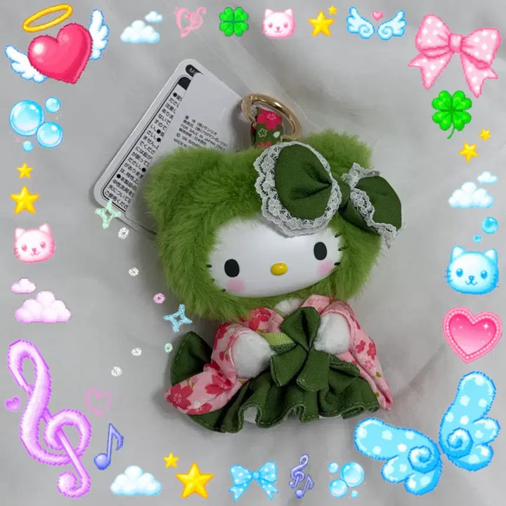 [BUNJANG] Sanrio Matcha Kimono Kitty Mini Mascot / 산리오 말차 기모노 키티 파인 페이스 미니 마스코트 녹차기모노 일본 정품 NAKAJIMA CORPORATION