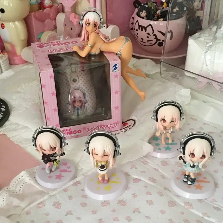 [BUNJANG] Super Sonico Classic Mouse, Noodle Stopper, Mini Figures Set / 고전 슈퍼소니코 (마우스.누들스토퍼.미니피규어 4종) 세트