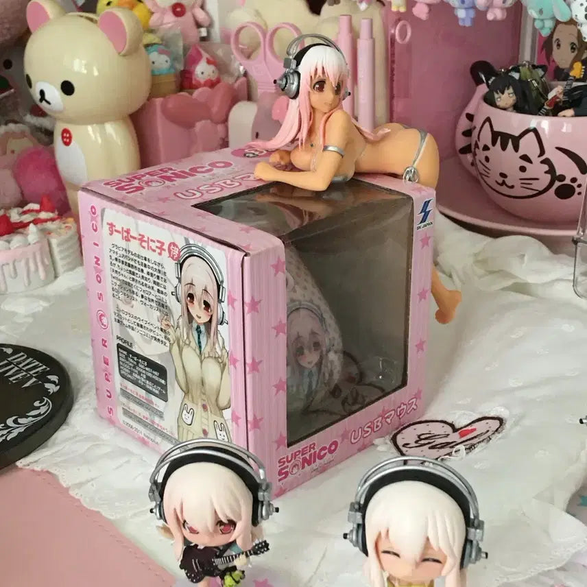 [BUNJANG] Super Sonico Classic Mouse, Noodle Stopper, Mini Figures Set / 고전 슈퍼소니코 (마우스.누들스토퍼.미니피규어 4종) 세트