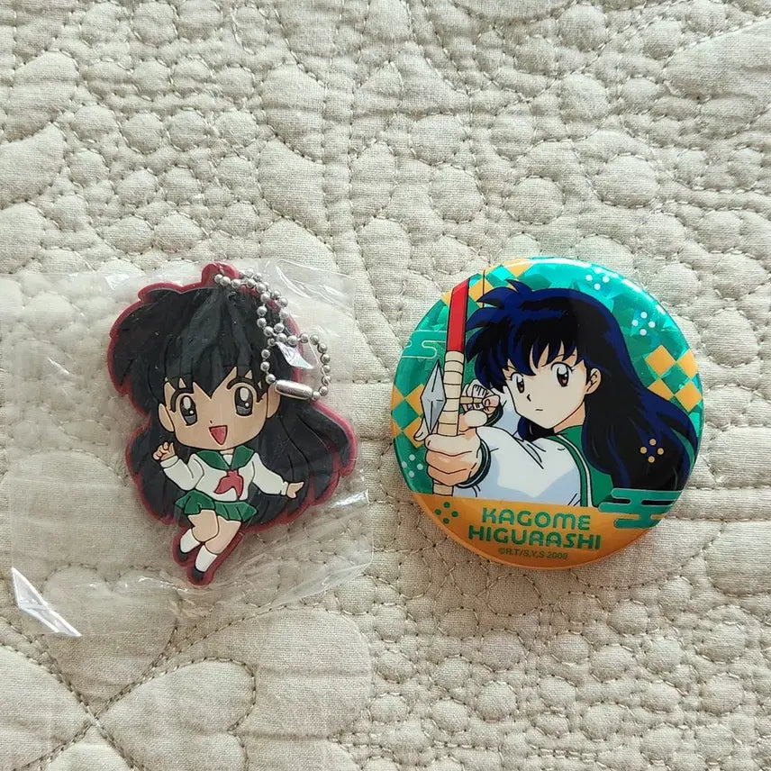 [BUNJANG] Inuyasha Kagome Rubber Strap &amp; Can Badge Bundle Set / 이누야샤 카고메 가영 캔뱃지 러버스트랩 일괄 판매