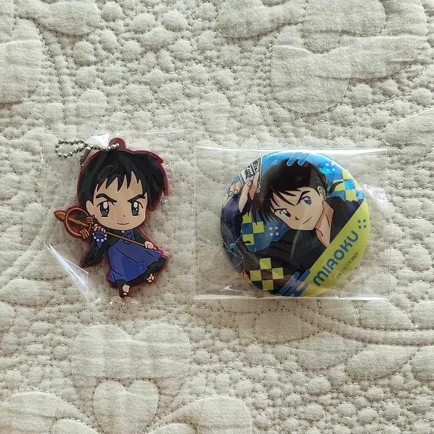 [BUNJANG] Inuyasha Miroku Rubber Strap &amp; Can Badge Bundle / 이누야샤 미륵 미로쿠 러버스트랩 캔뱃지 판매