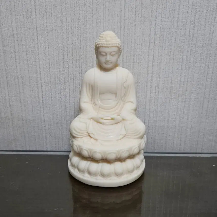 [BUNJANG] Handmade Buddhist Shakyamuni Buddha Statue - Resin, Beige / 불교 석가모니 불상 조각상 인테리어 장식 소품 테이블 선반 수납 정리 현관 화장실 책상 식탁 테이블