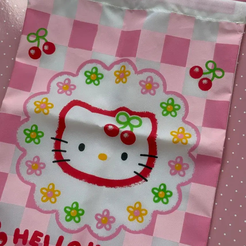 [BUNJANG] Classic Kawaii Hello Kitty Pink Checkered Pouch / 고전 카오하나 헬로키티 핑크 체크 파우치