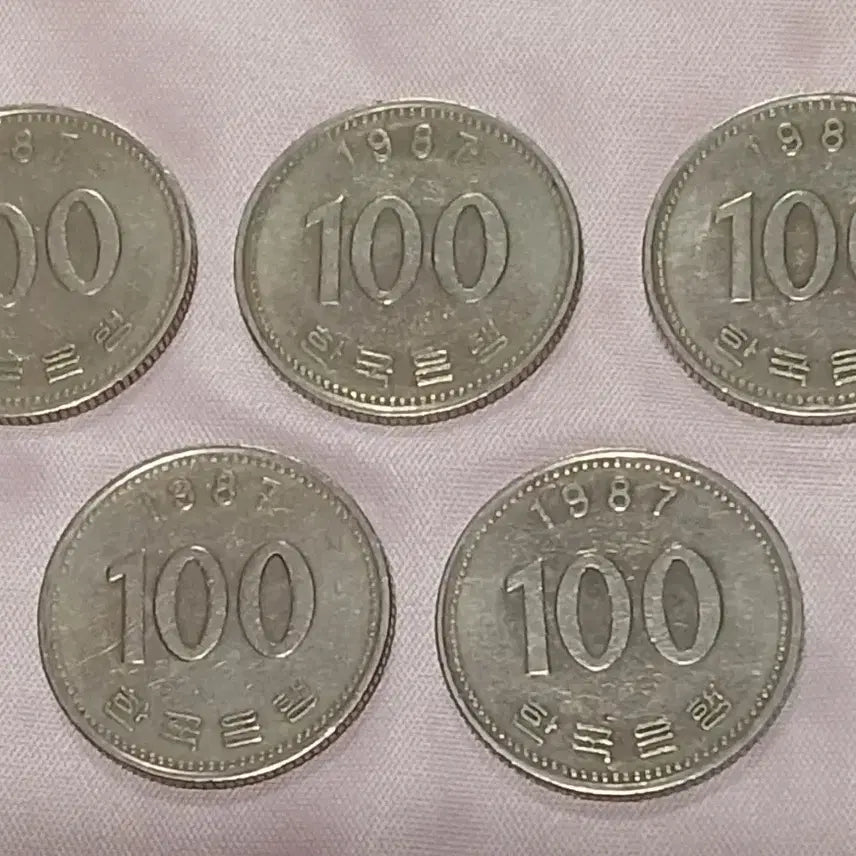 [BUNJANG] 1987 100 Won Coins (5) Bundle Set / 1987년 100원 동전 5개 일괄