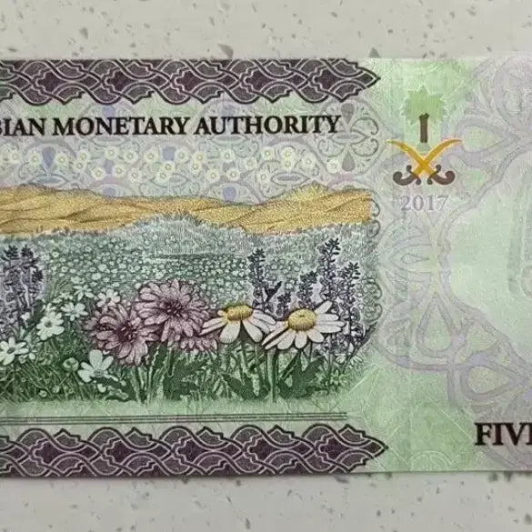 [BUNJANG] Saudi Arabia 2017 5 Riyal Uncirculated Banknote / 사우디아라비아 2017년 5년 리얄 미사용 지폐