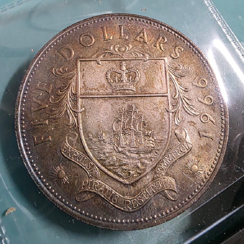 [BUNJANG] Bahamas 1966 $5 Large Silver Coin / 바하마 제도 1966년 5달러 대형 은화