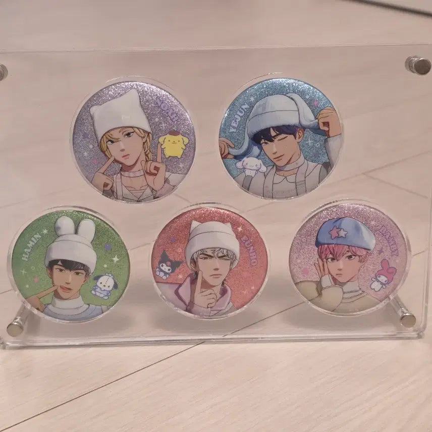 [BUNJANG] PlaYe 5-Piece Glitter Badge Set / 플레이브 플뿌 반짝이 글리터 캔뱃지 5종 세트