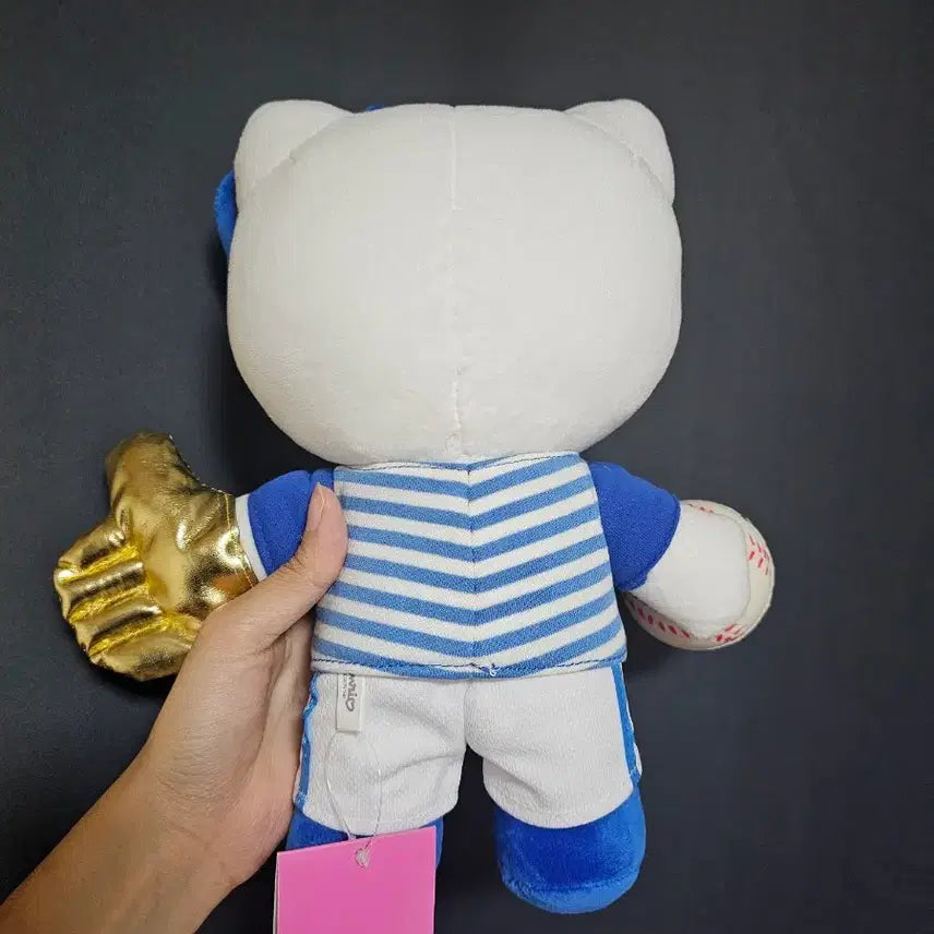 [BUNJANG] Hello Kitty Baseball Plush Blue Stripe Uniform / 헬로키티 야구 인형 파랑 줄무늬