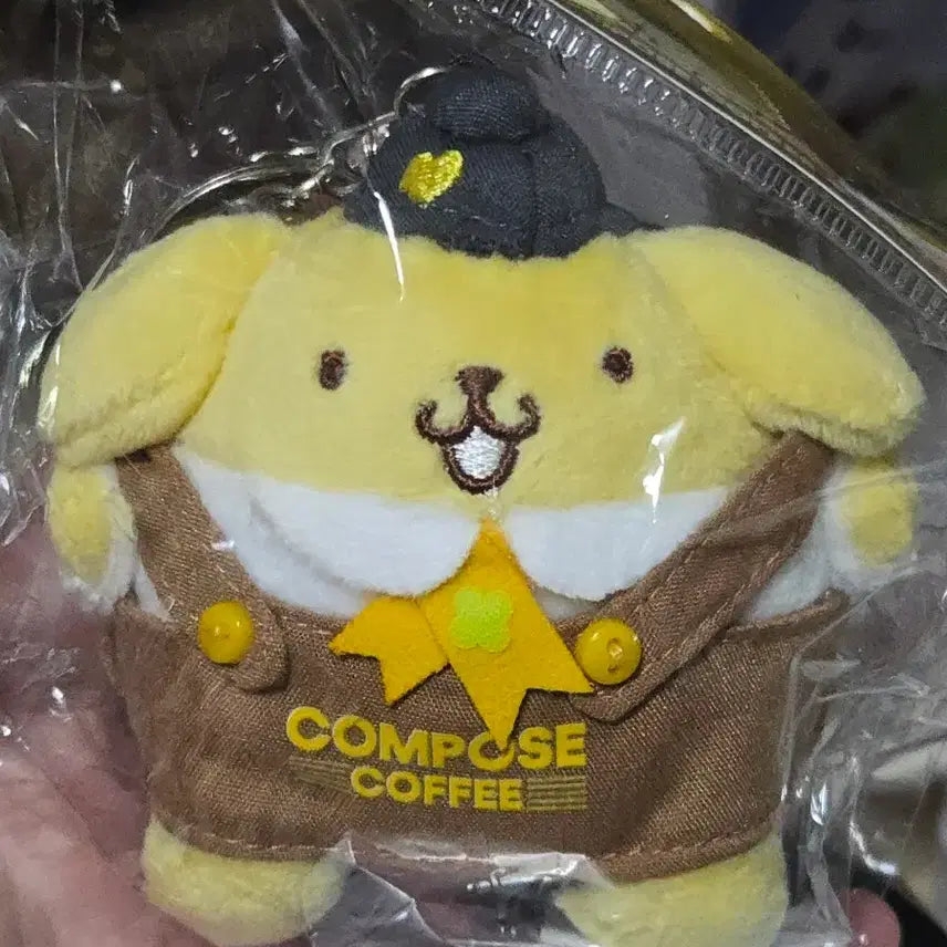 [BUNJANG] Pompompurin Compose Coffee Collaboration Plush Keychain / 폼폼푸린 콤포즈커피 콜라보 인형 키링