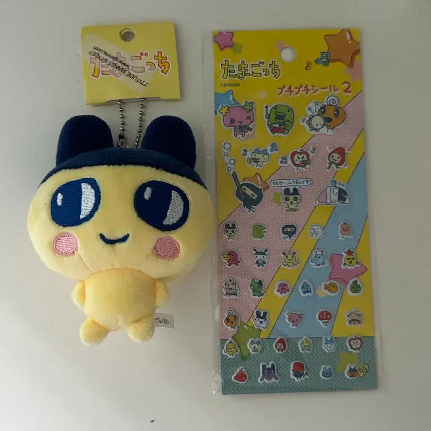 [BUNJANG] Tamagotchi Mamechi Plush Mascot Doll Sticker Bundle Set / 다마고치 마메치 누이 마스코트 인형 스티커 일괄