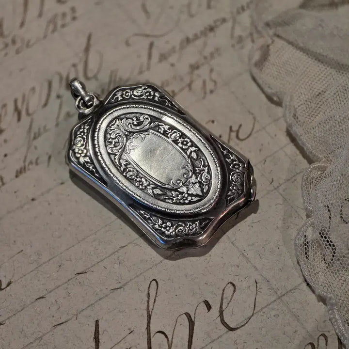 [BUNJANG] French Antique Silver Double Folding Mirror / 프렌치 앤틱 실버 더블 폴딩 미러