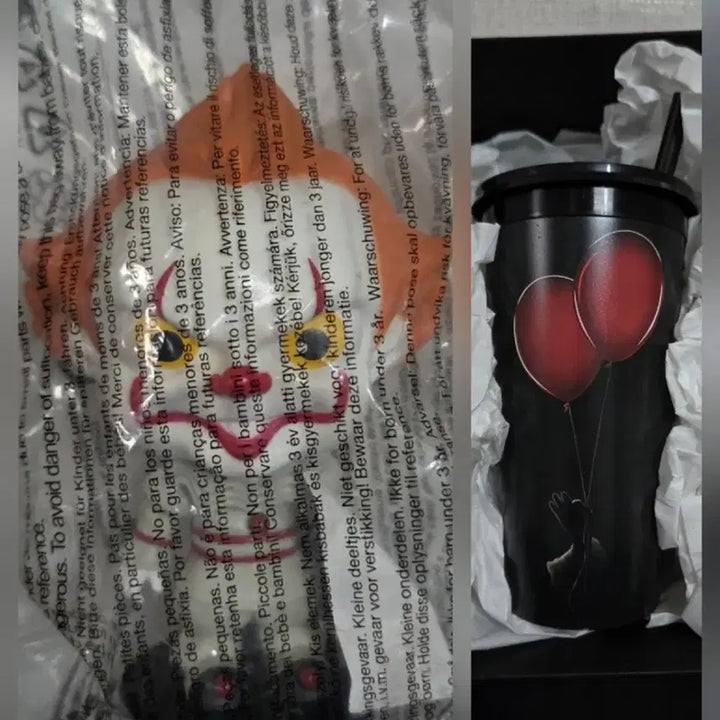 [BUNJANG] It Chapter Two Pennywise Bobblehead Topper Cup Limited Edition Collectible / [미개봉/미사용] 영화 그것2 페니와이즈 바블헤드 버블헤드 보블헤드 탑퍼컵 피규어 초레어템 희귀템 호러 플라스틱 빨대 텀블러 공포영화