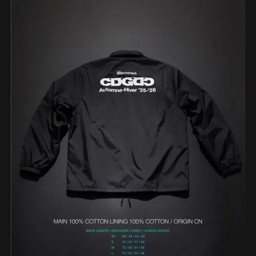 [BUNJANG] Comme des Garçons x G-Dragon Classic Nylon Coach Jacket Black / CDG x G-DRAGON 클래식 코치 자켓 나일론 블랙(원가이하)