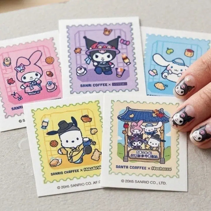 [BUNJANG] Ediya Sanrio Stamp Sticker Set (5 Types, Sealed) / 이디야 산리오 우표스티커 미개봉 5종 set