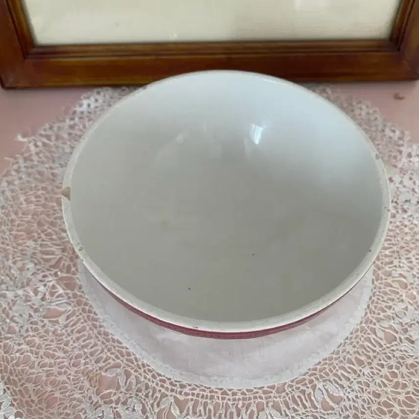 [BUNJANG] French Antique Cobble Bowl with Red Fruit Pattern / 프랑스 엔틱 굽볼