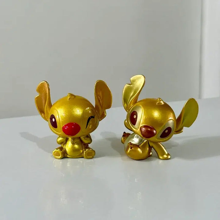 [BUNJANG] Disney &amp; Pixar Stitch Gold Mini Figure Set (2 Pieces) / 디즈니&amp;픽사 미니 피규어 스티치 피규어 골드 2개 세트