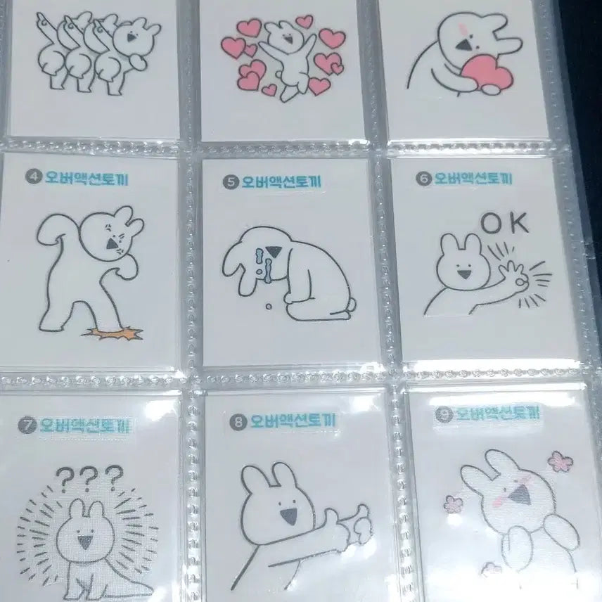 [BUNJANG] Over Action Rabbit Postcard Sticker Set (60 Types) Bundle Set / 오버액션 토끼 엽서 띠부씰 60종 일괄