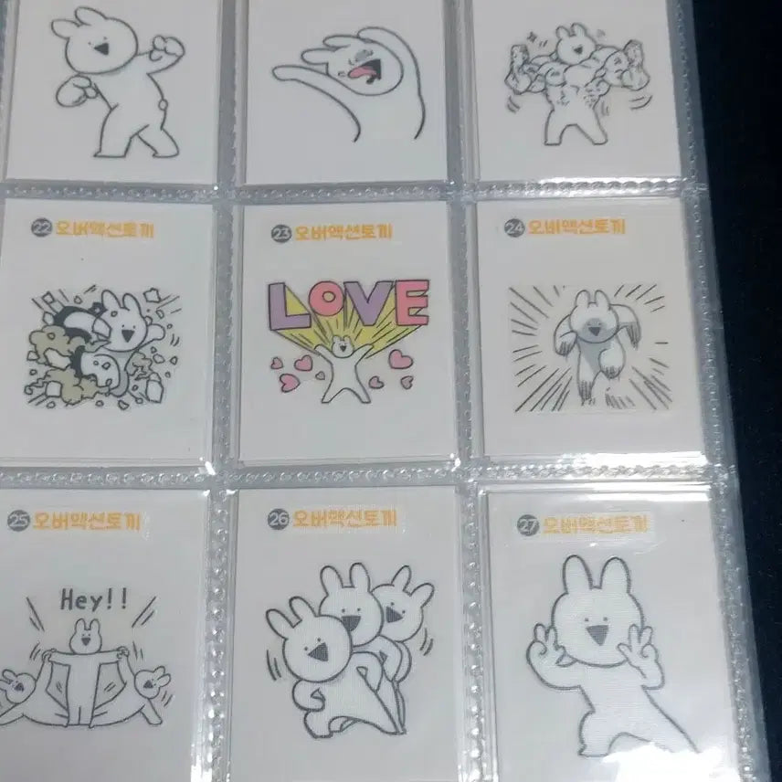 [BUNJANG] Over Action Rabbit Postcard Sticker Set (60 Types) Bundle Set / 오버액션 토끼 엽서 띠부씰 60종 일괄