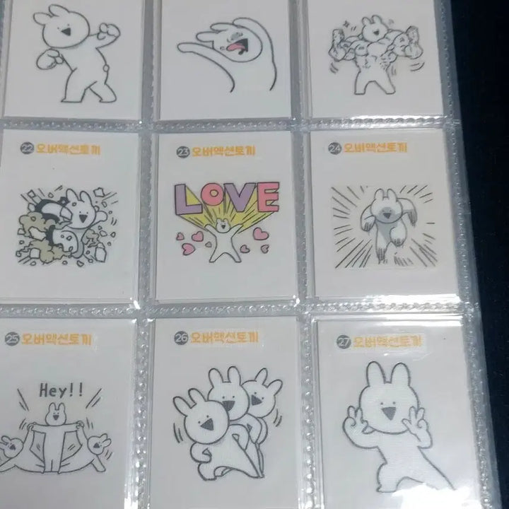 [BUNJANG] Over Action Rabbit Postcard Sticker Set (60 Types) Bundle Set / 오버액션 토끼 엽서 띠부씰 60종 일괄
