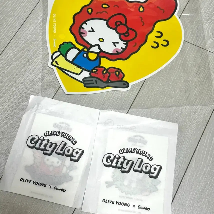 [BUNJANG] Hello Kitty Removable Sticker Bundle (Busan Tteokbokki, Gongju Albam, Suwon Fan) / (일괄)올리브영 시티로그 헬로키티 리무버블 띠부씰 부산 떡볶이+ 공주 알밤 + 수원 부채