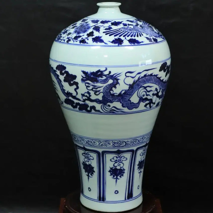 [BUNJANG] Chinese Blue and White Dragon and Phoenix Vase / 중국 도자기 청화 용봉문 매병 골동품 고미술품 수집품