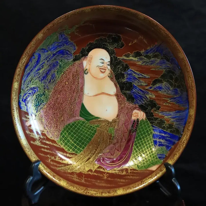 [BUNJANG] Chinese Porcelain Gilded Thread Buddha Image Plate / 중국 도자기 금사 포대화상 반