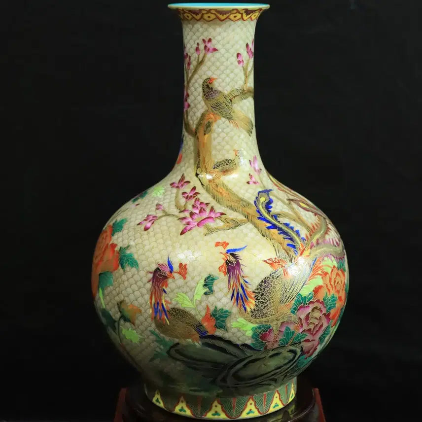 [BUNJANG] Chinese Porcelain Phoenix Pattern Vase / 중국 도자기 금사법랑 봉황문 상병 골동품 고미술품 수집품