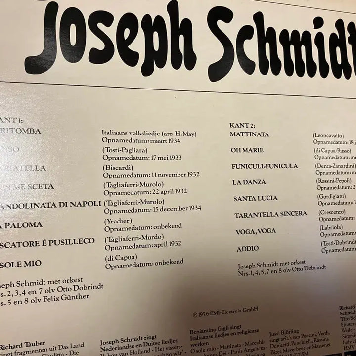 [BUNJANG] Joseph Schmidt "Joseph Schmidt zingt Italiaanse liedjes" 1975 First Holland Pressing LP / 초반LP) Joseph Schmidt 이탈리아 가곡 모음