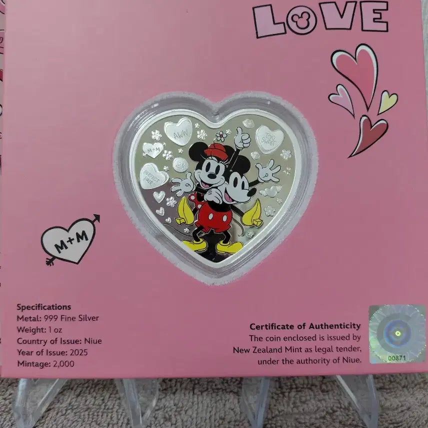 [BUNJANG] Mickey Mouse &amp; Minnie Mouse 1 oz Silver Coin / 미키마우스 미니마우스 1온스 실버 은화