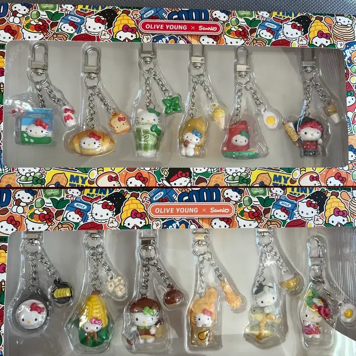 [BUNJANG] Hello Kitty Regional Figure Keyring Set / (17만)텐바이텐 지역 헬로키티 피규어 키링 / 올리브영 키티 지역키링 세트 / 키티간식세트 식사세트