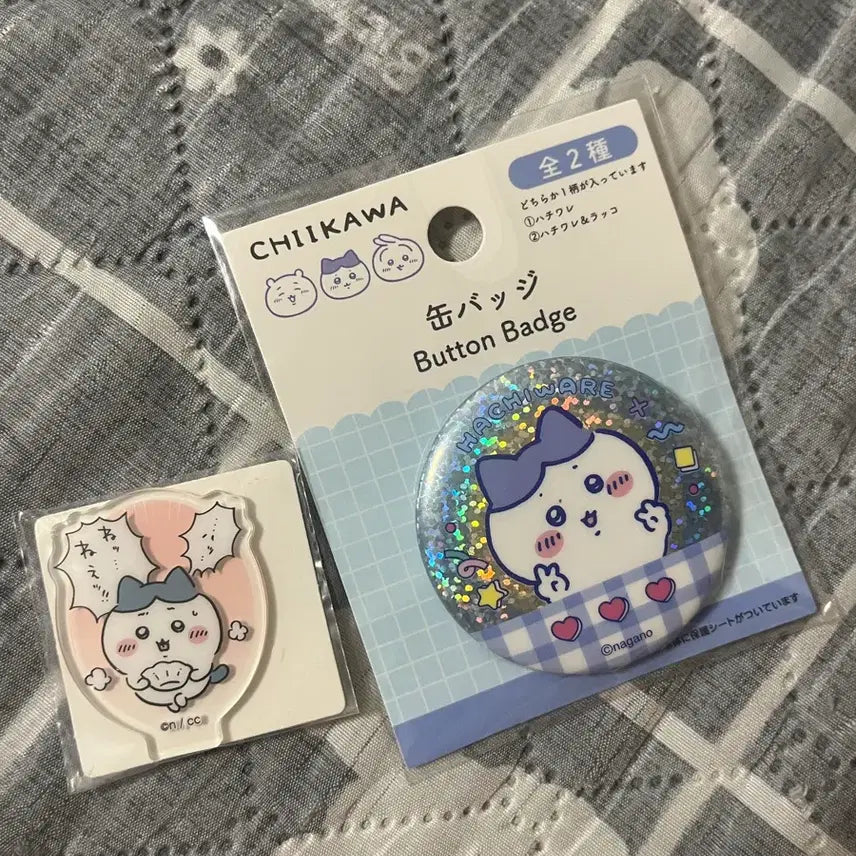 [BUNJANG] Bachiware (Hachiware) Sealed Can Badge + Mini Acrylic Bundle Set / 미개봉 먼작귀 하치와레 캔뱃지 + 미니아크릴