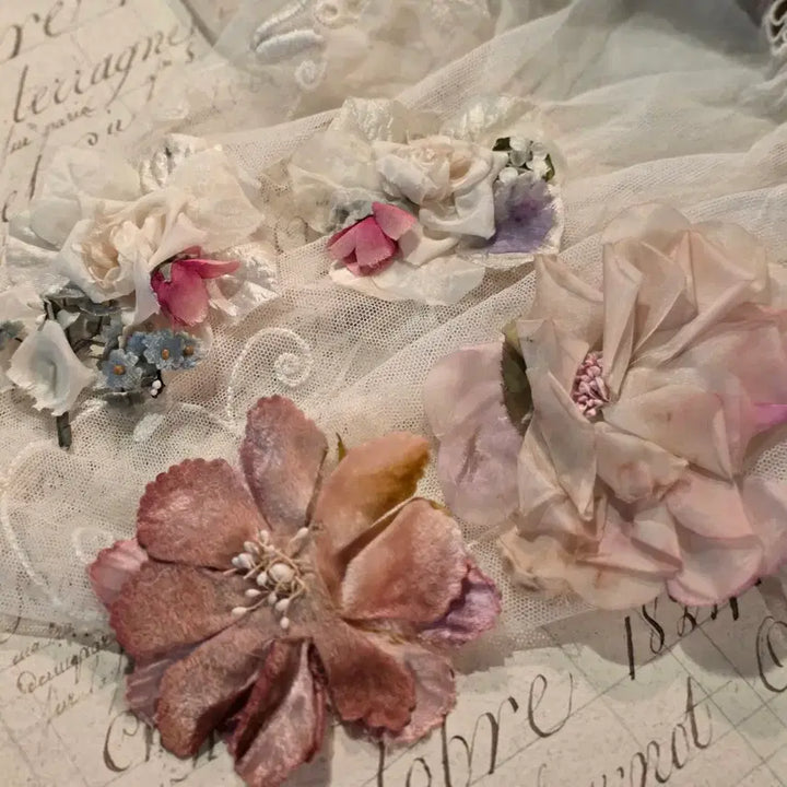 [BUNJANG] Antique Velvet Silk Flower Set / 찐앤틱 벨벳 실크 플라워 세트 빈티지 코사지 꽃 장식