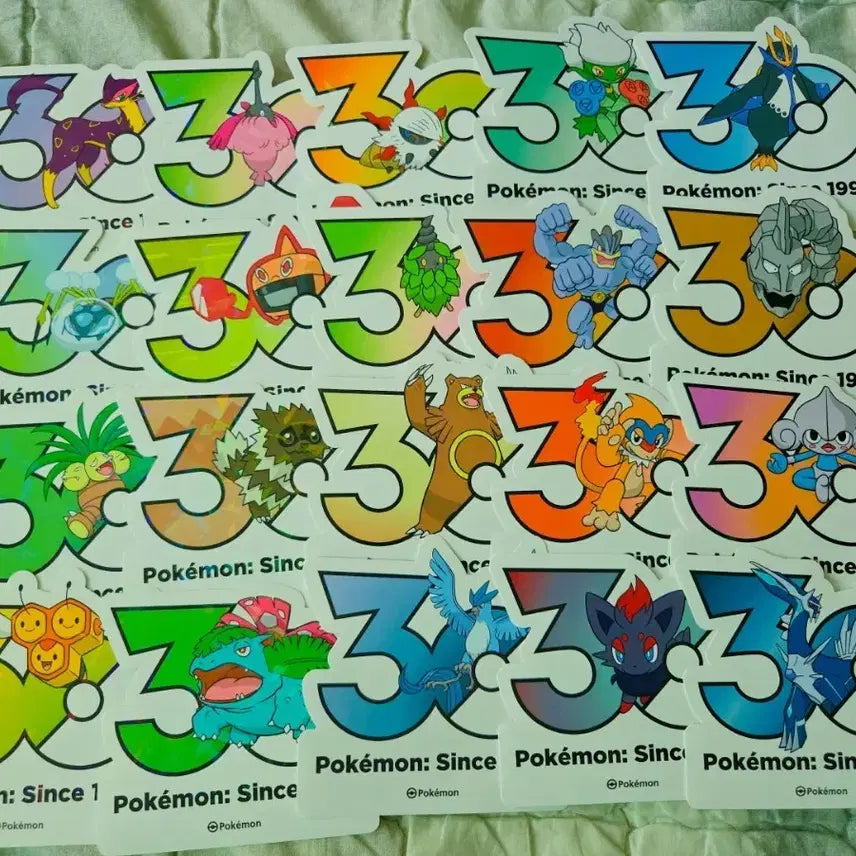 [BUNJANG] Pokemon 30th Anniversary Sticker Bundle Set + Vaporeon Hyper + Carabiner Keychain / 포켓몬 30주년 기념 스티커+샤미드히퍼+카라비너 키링 일괄