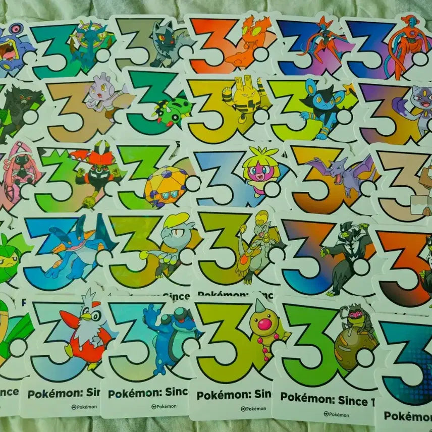 [BUNJANG] Pokemon 30th Anniversary Sticker Bundle Set + Vaporeon Hyper + Carabiner Keychain / 포켓몬 30주년 기념 스티커+샤미드히퍼+카라비너 키링 일괄