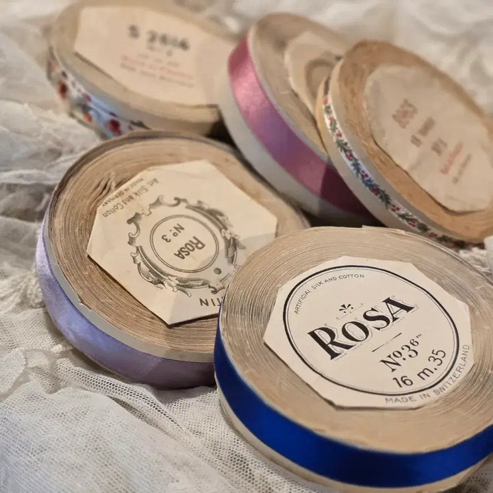 [BUNJANG] Antique Silk &amp; Rayon Ribbon Set (5 Rolls) / 앤틱 실크 &amp; 레이온 리본 5롤 세트