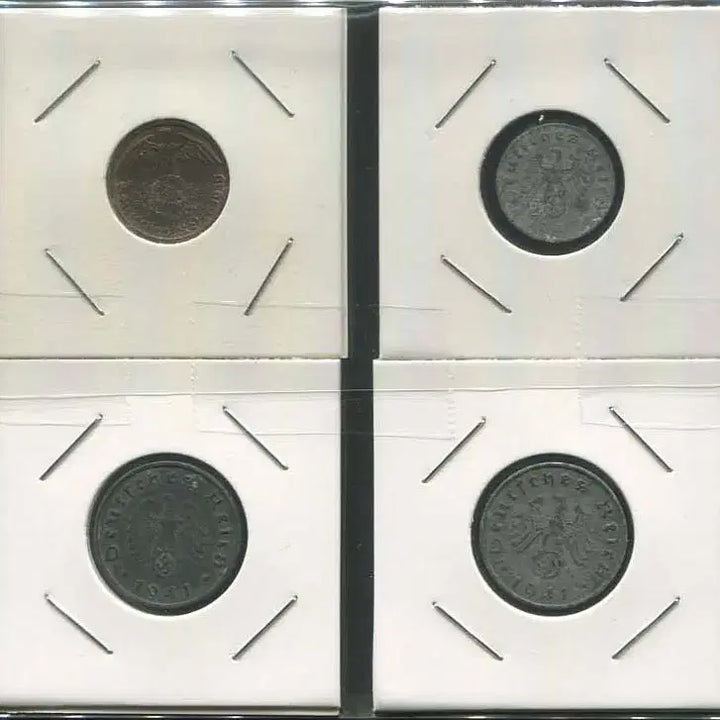 [BUNJANG] Nazi Germany Coin Set (4 Types) / 독일 나치주화 독일코인 4종류(하켄크로이츠문장 주화)(아연화3종,청동화1종)_180