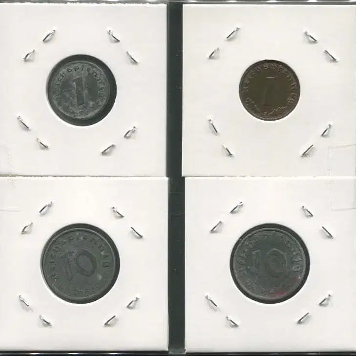 [BUNJANG] Nazi Germany Coin Set (4 Types) / 독일 나치주화 독일코인 4종류(하켄크로이츠문장 주화)(아연화3종,청동화1종)_180